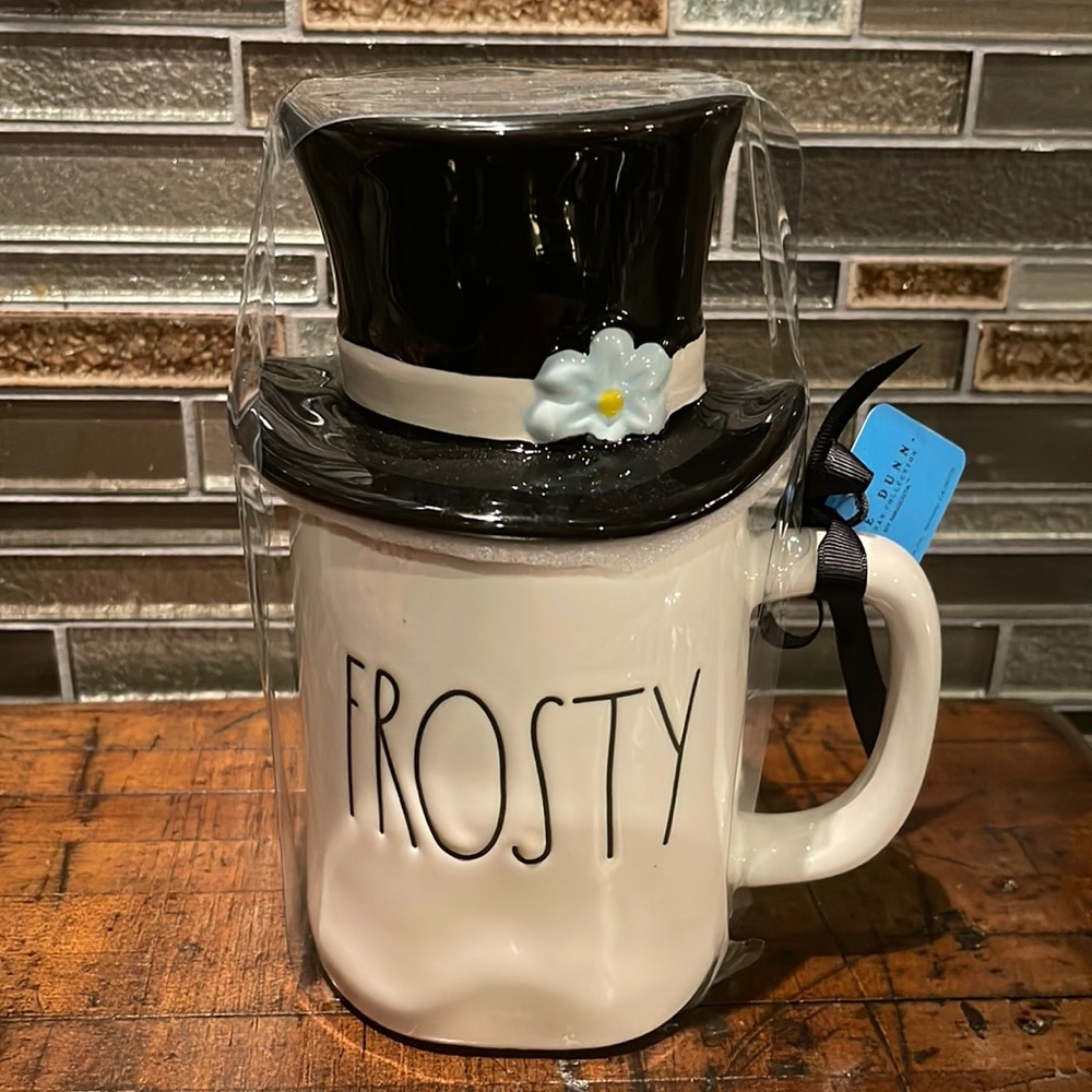 Rae Dunn Frosty The Snowman Mug with Top Hat Lid
